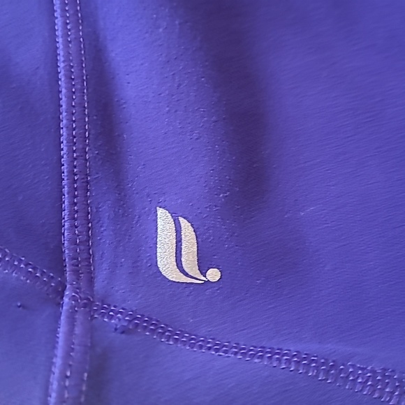 Fabletics Powerhold Purple Colorblock Mesh Panel Athletic Athleisure Leggings - Picture 12 of 12